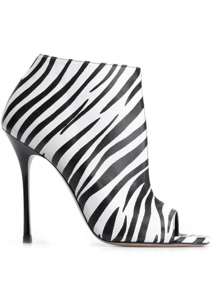 Marc Ellis Zebra Print Cut-out Shoe Boots - White