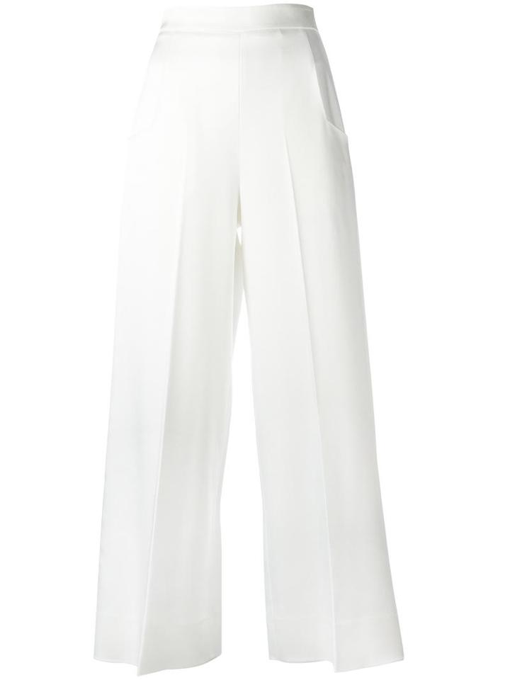 Roland Mouret 'ward' Trousers, Women's, Size: 10, White, Viscose/acetate/polyurethane/spandex/elastane