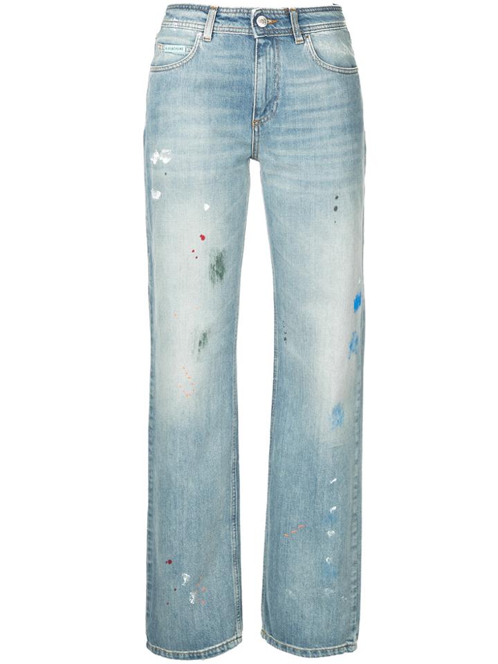 Alexa Chung Paint-splatter Straigh-leg Jeans - Blue