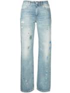 Alexa Chung Paint-splatter Straigh-leg Jeans - Blue