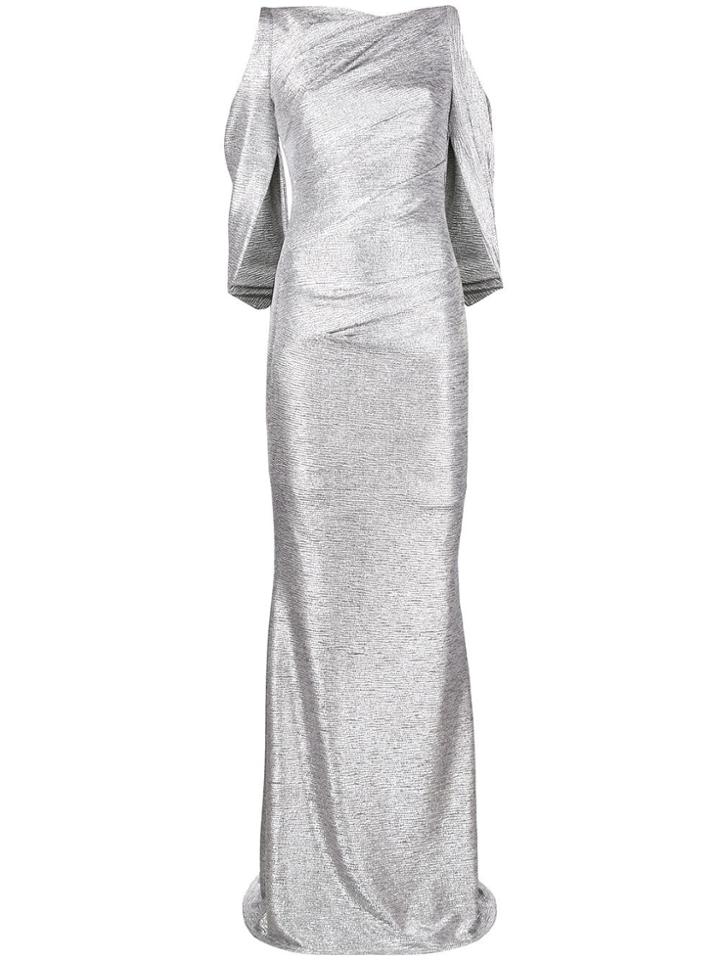 Talbot Runhof Metallic Fitted Long Dress