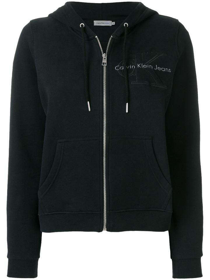 Calvin Klein Embroidered Logo Hoodie - Black