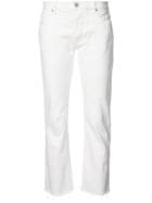 Nili Lotan Frayed Hem Cropped Jeans - White