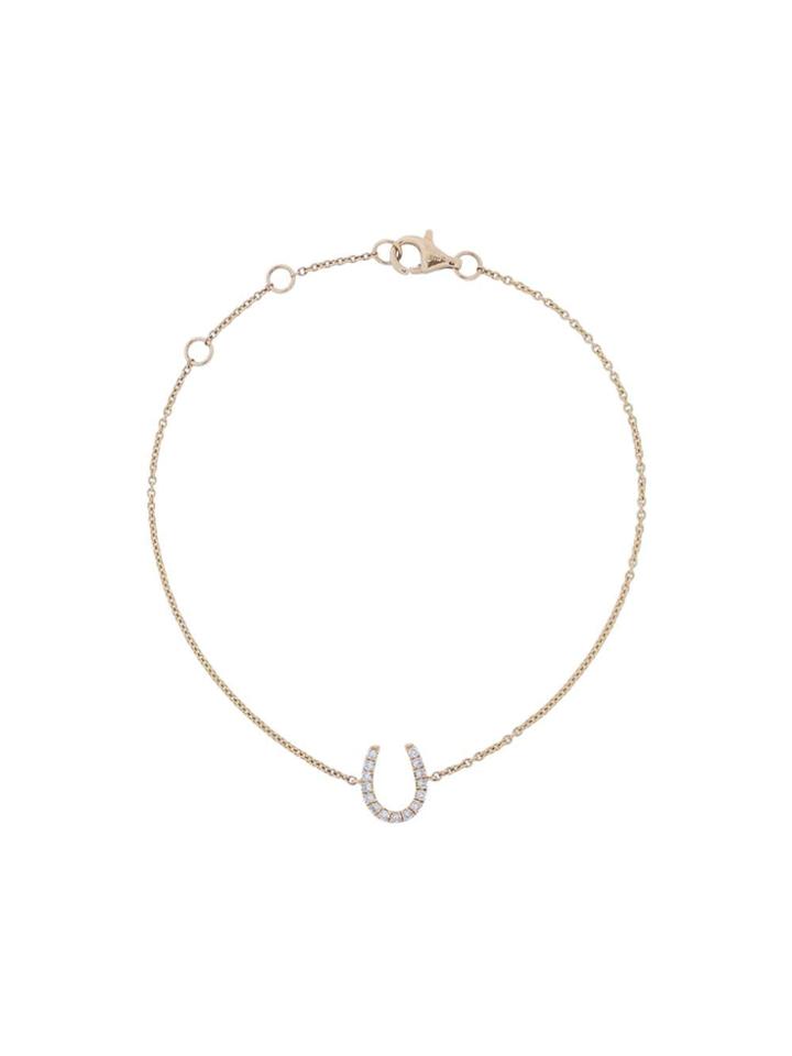 Rosa De La Cruz Yellow Gold Horseshoe Diamond Embellished 18k Bracelet