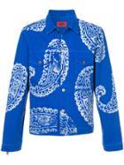 424 Fairfax Paisley Print Denim Jacket - Blue