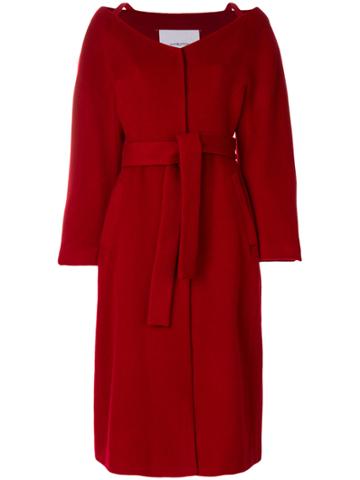 Push Button Wrap Coat - Red