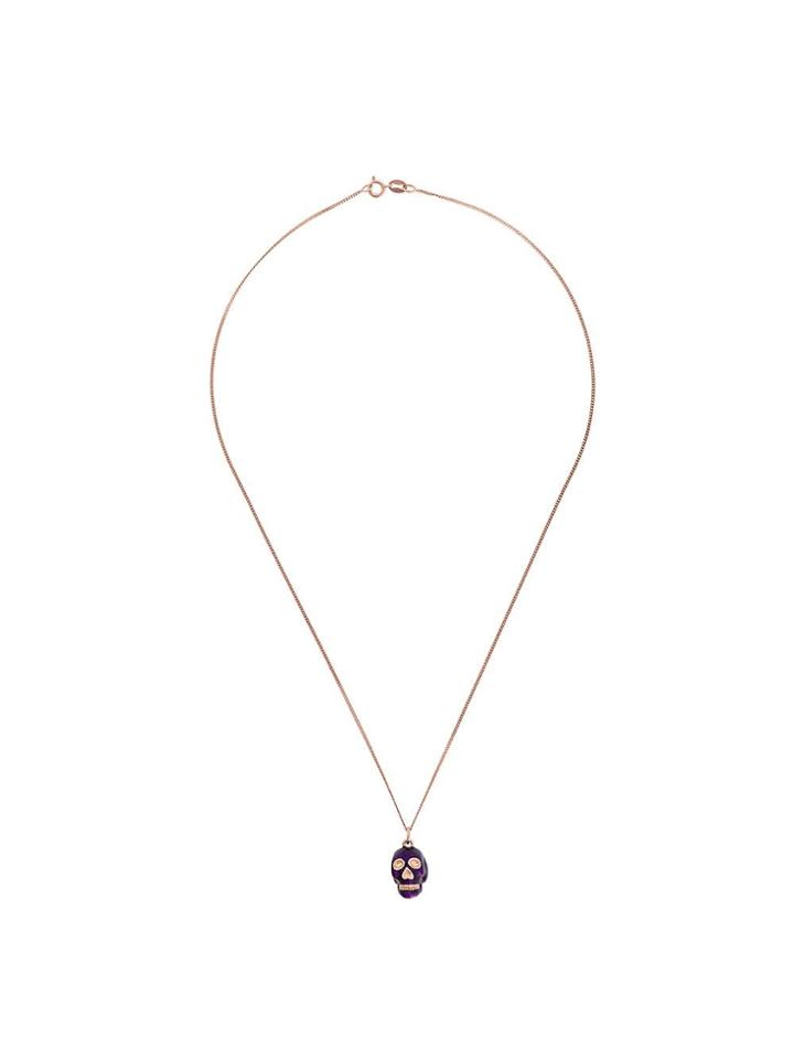 True Rocks Purple Skull Pendant Necklace - Gold