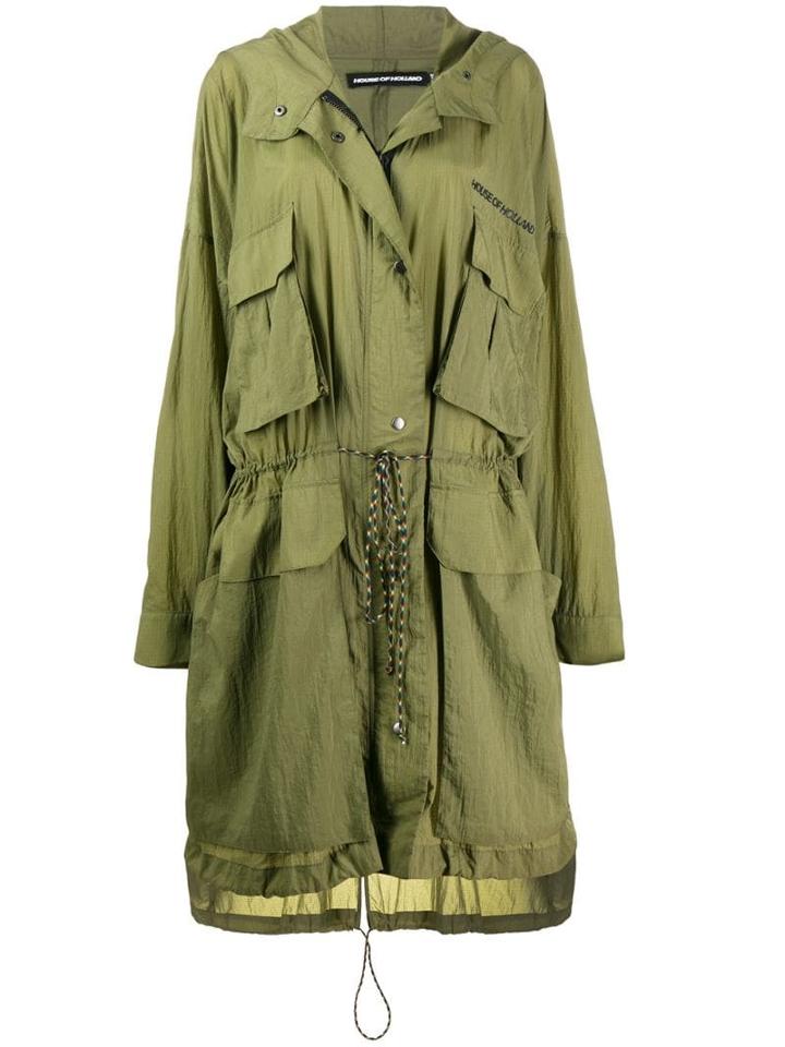 House Of Holland Hooded Parka Coat - Green