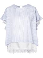 Sacai Double Layer Striped Blouse, Women's, Size: 2, Blue, Polyester