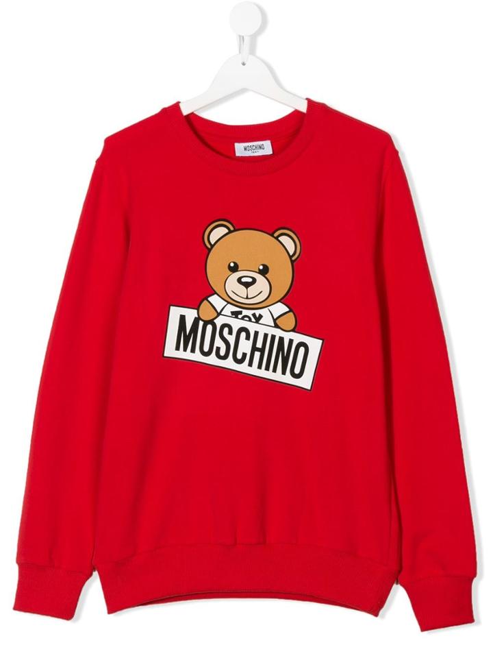 Moschino Kids Teen Teddy Bear Print Sweatshirt - Red