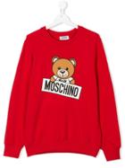 Moschino Kids Teen Teddy Bear Print Sweatshirt - Red