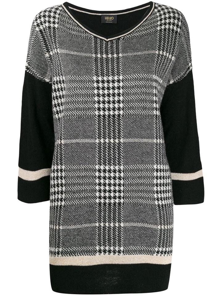Liu Jo Houndstooth Knit Jumper - Black
