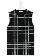 Msgm Kids Teen Logo Plaid Sleeveless T-shirt - Black