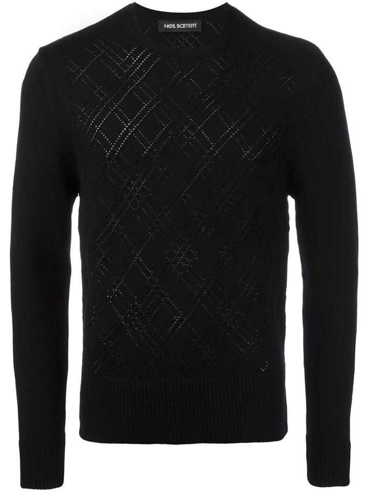 Neil Barrett Pointelle Jumper, Men's, Size: Xl, Black, Wool