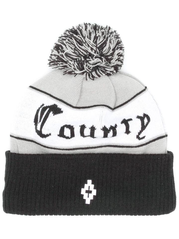 Marcelo Burlon County Of Milan Logo Pom-pom Beanie Hat - Black