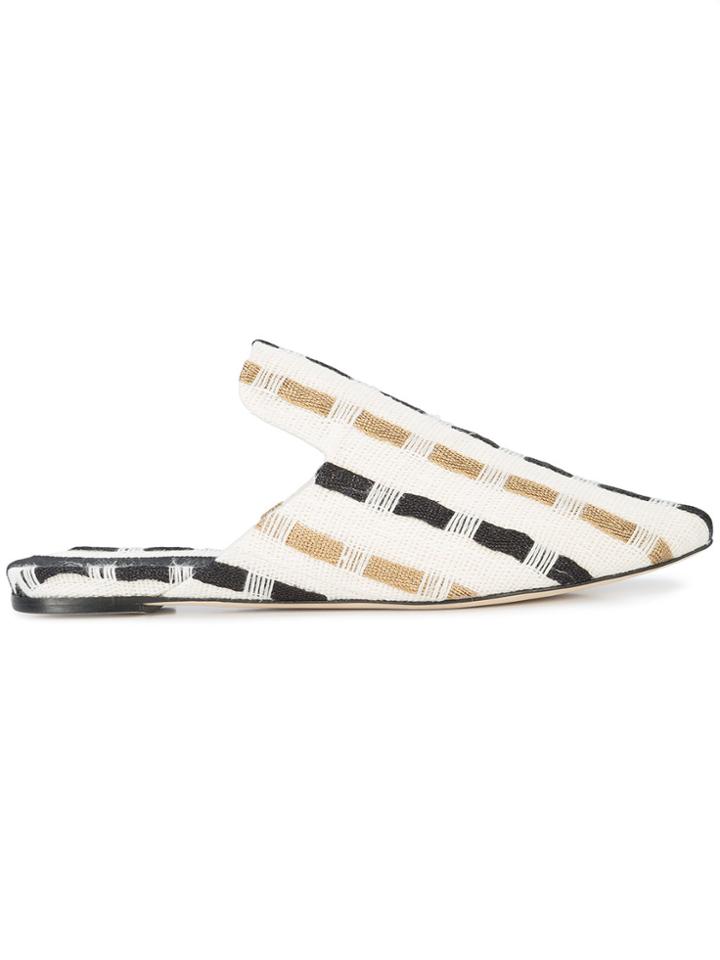 Sanayi 313 Embroidered Pointed Mules - White