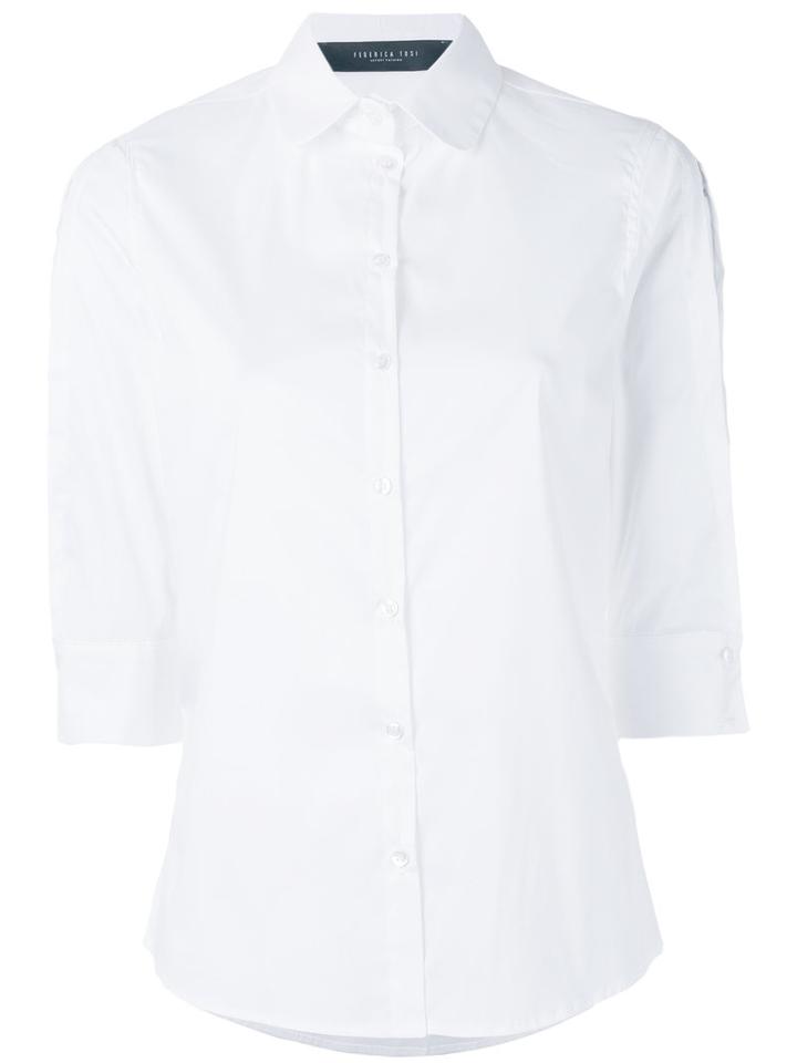 Federica Tosi - Slit-detailed Poplin Shirt - Women - Cotton/polyamide/spandex/elastane - S, Women's, White, Cotton/polyamide/spandex/elastane