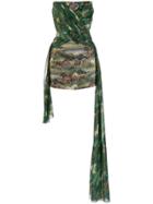 Giuseppe Di Morabito Horse Print Strapless Mini Dress - Green