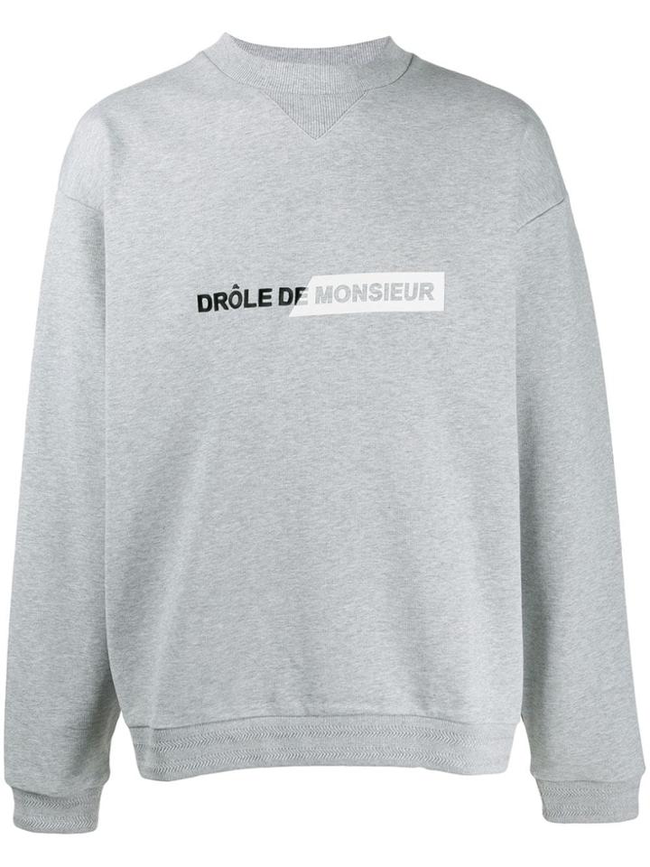 Drôle De Monsieur Printed Logo Sweater - Grey