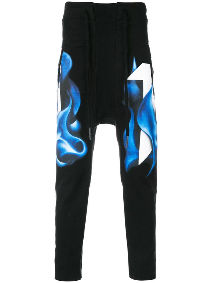 11 By Boris Bidjan Saberi Track Pants With Smoke Print - Black