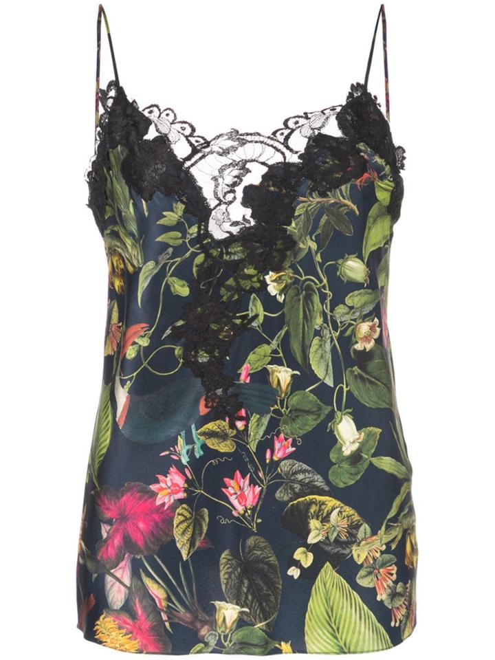 Oscar De La Renta Botanical Print Cami Top - Blue