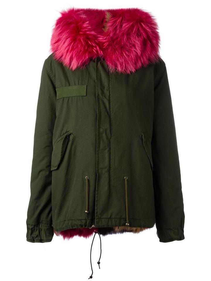 Mr & Mrs Italy Hooded Slim-fit Parka, Women's, Size: Xs, Green, Cotton/fox Fur/lamb Skin/racoon Fur