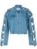 Pony Stone Star Patch Sleeve Denim Jacket - Blue