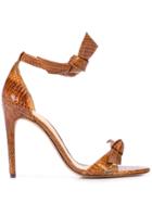 Alexandre Birman Snake-effect Tie Front Sandals - Brown