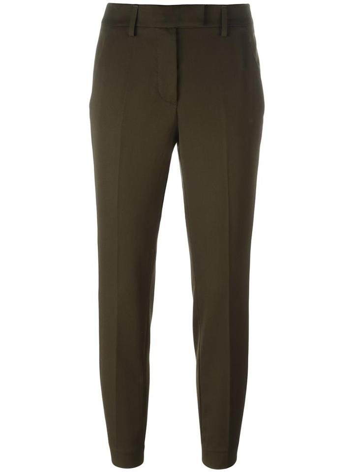 Dondup Tailored Cropped Trousers, Women's, Size: 42, Green, Acetate/viscose/virgin Wool