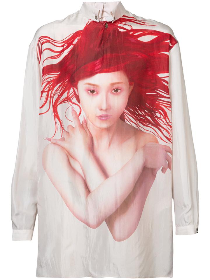 Yohji Yamamoto Back Fastening Printed Shirt - White