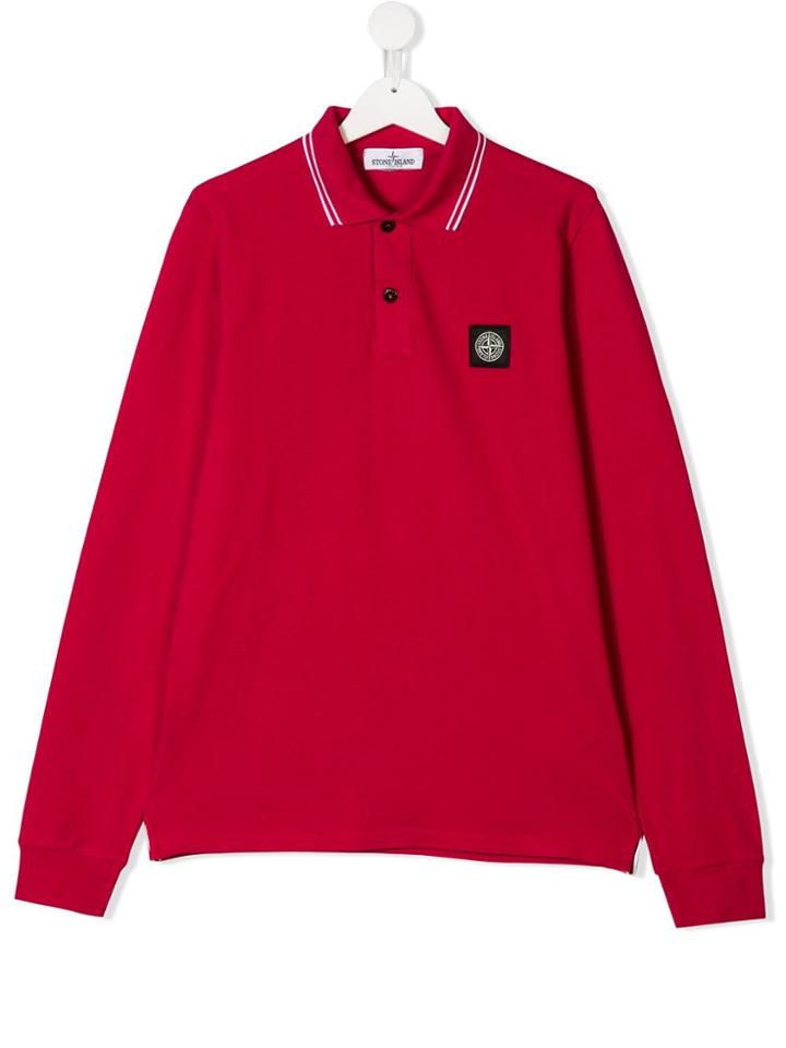 Stone Island Junior Teen Long-sleeve Polo Shirt - Red