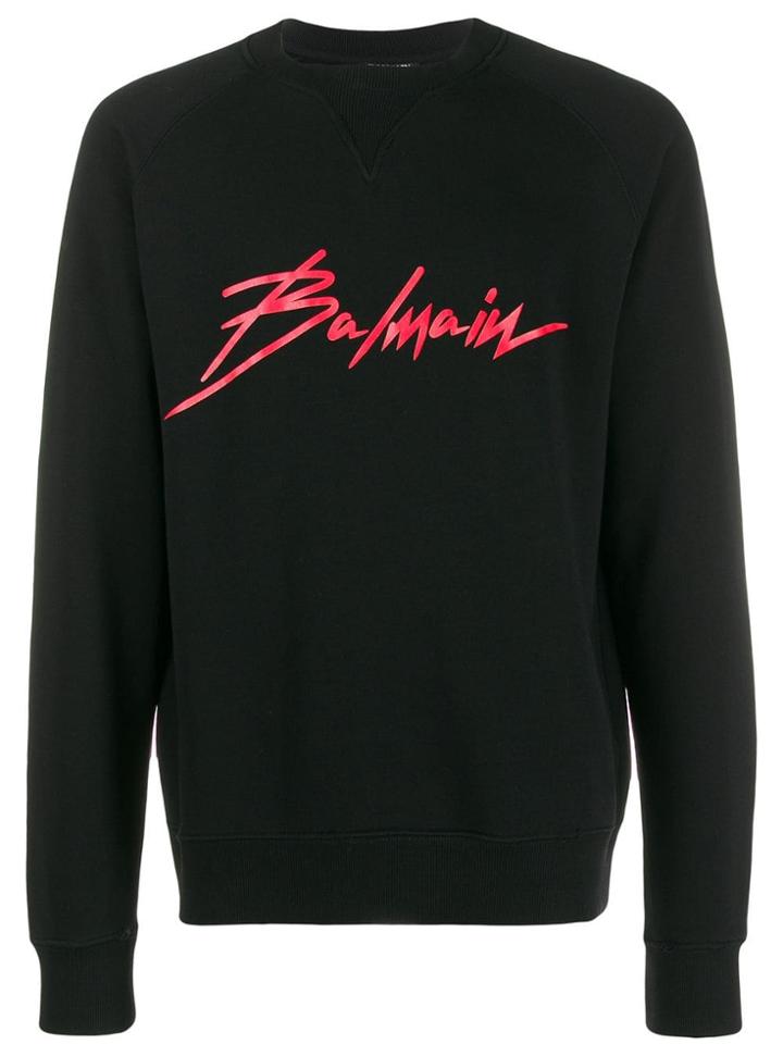 Balmain Signature Logo Print Sweatshirt - Black