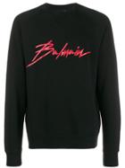 Balmain Signature Logo Print Sweatshirt - Black