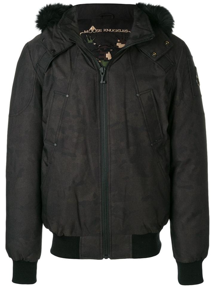 Moose Knuckles Fur Hood Trim Padded Jacket - Brown