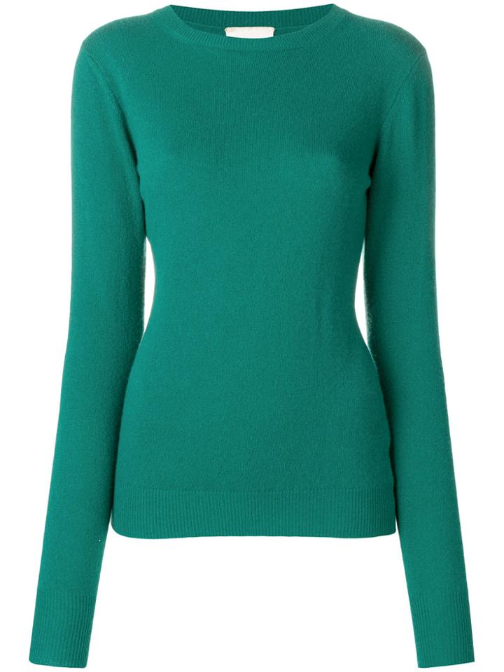Fine Edge Round Neck Sweater - Green