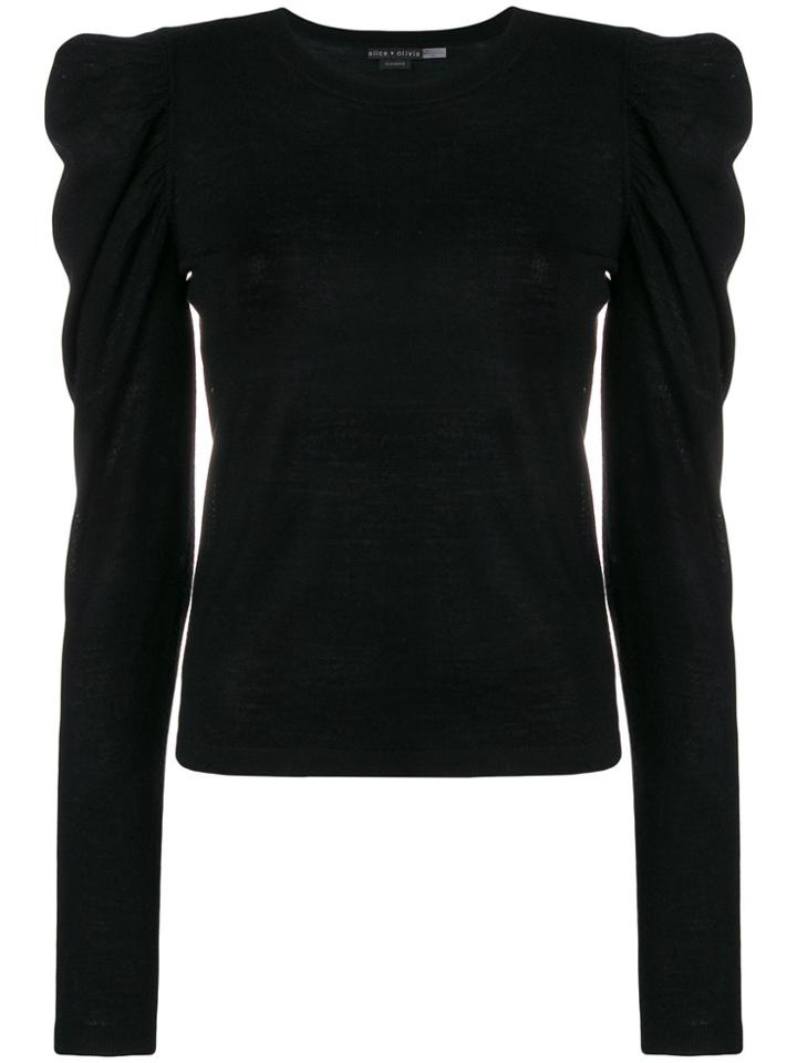 Alice+olivia Gathered Sleeve Sweater - Black