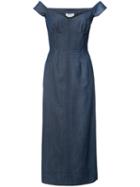 Gabriela Hearst Off-shoulder Denim Dress, Women's, Size: 40, Blue, Silk/wool/spandex/elastane