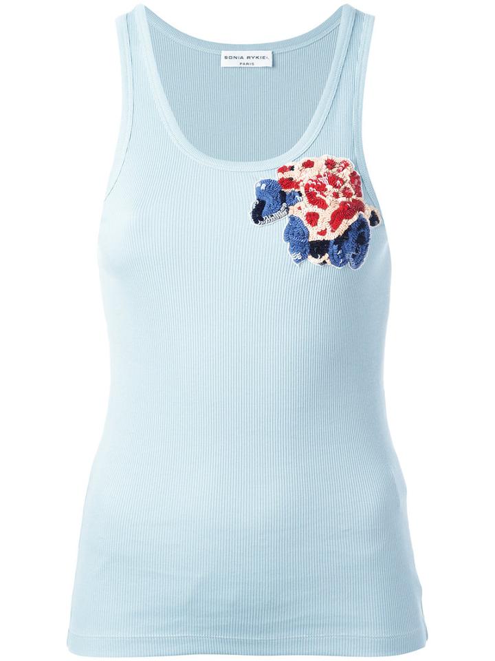 Sonia Rykiel Sequinned Flower Detail Tank, Women's, Size: Small, Blue, Cotton