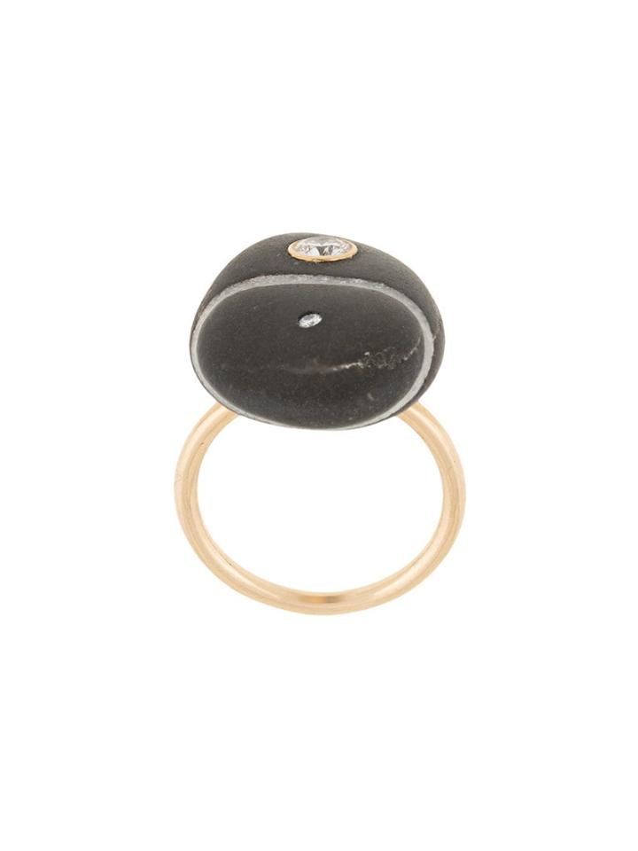 Cvc Stones 18kt Yellow Gold Castle Rock Diamond Pebble Ring - Black