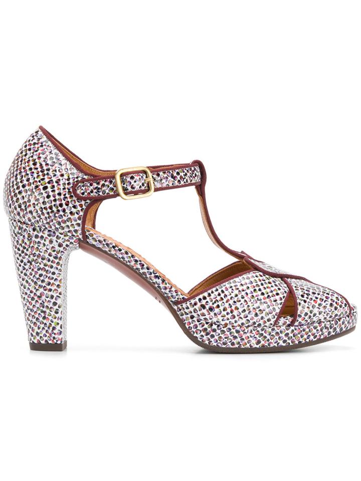 Chie Mihara Embroidered T-bar Sandals - Multicolour