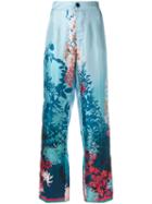F.r.s For Restless Sleepers - Botanical Print Trousers - Women - Silk - M, Women's, Blue, Silk