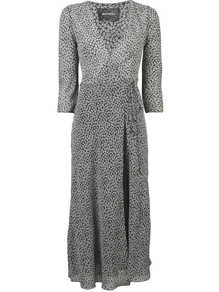 Reformation Wrap Midi Dress - Black