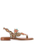 Ash Embellished Flat Sandals - Brown