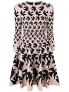 Alexander Mcqueen - Bird Printed Skater Dress - Women - Polyamide/polyester/spandex/elastane/viscose - S, Pink/purple, Polyamide/polyester/spandex/elastane/viscose