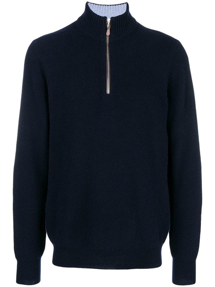 N.peal Ribbed Half Zip Jumper - Blue