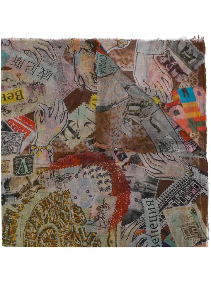 Faliero Sarti Postcard Printed Scarf - Grey