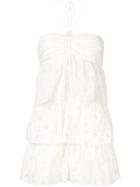 Saint Laurent Tiered Frill Halterneck Dress - White