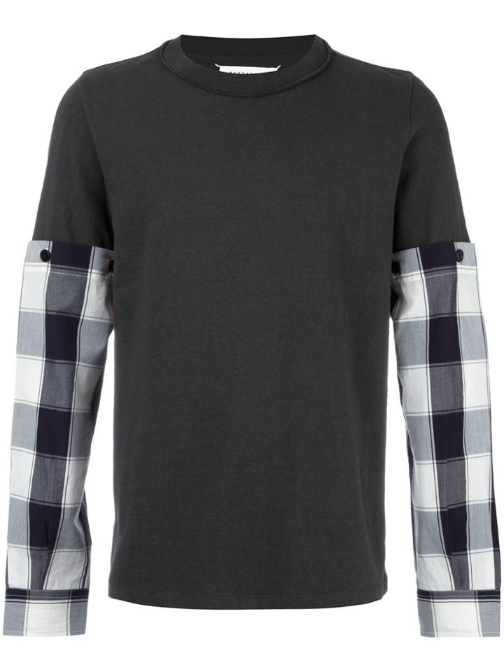 Maison Margiela Detachable Checked Sleeve Top - Grey