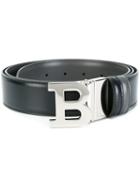 Bally Silver-tone 'b' Letter Belt, Men's, Size: 110, Blue, Calf Leather