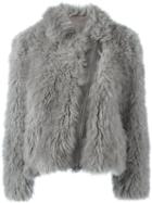 Brunello Cucinelli Zipped Fur Coat, Women's, Size: 40, Grey, Silk/goat Fur/goat Skin/acetate
